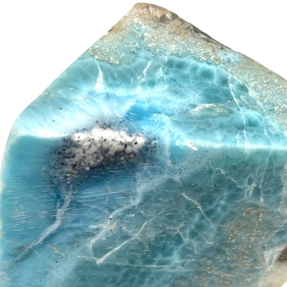 326g 11.5oz Larimar pectolite Dominican Natural Wedge Rare Slab Rock Mineral Gem - Picture 11 of 16